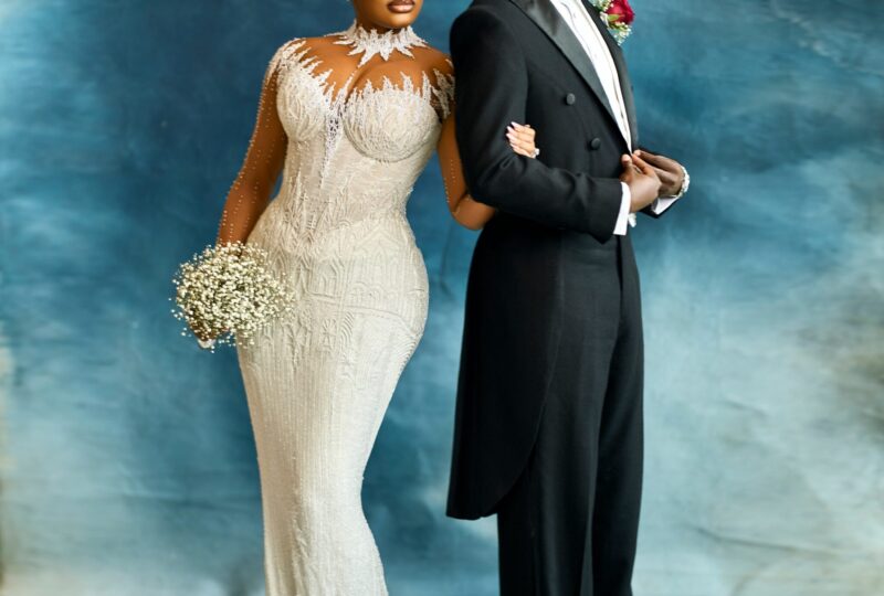 Akin Faminu & Kiky Festus Were Elegance Personified in Their White Wedding Looks