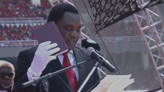 Zambia's president sworn in for second term while opponent detained